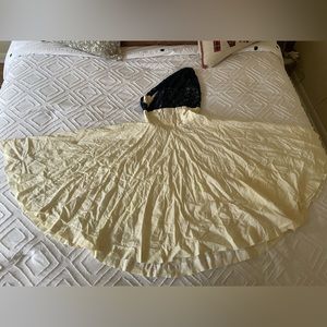 Vintage 1950s Navy and Cream One Shoulder Swing Dress